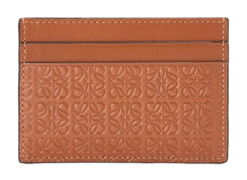 LOEWE Repeat Plain Card Holder Emboss Silk Calf "Tan"