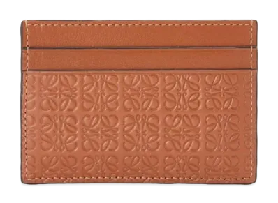 LOEWE Repeat Plain Card Holder Emboss Silk Calf "Tan"