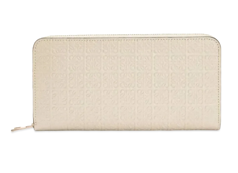 LOEWE Repeat Zip Around Wallet Emboss Silk Calf "Light Oats"