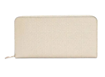 LOEWE Repeat Zip Around Wallet Emboss Silk Calf "Light Oats"