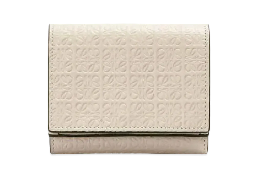 LOEWE Repeat Trifold Wallet Emboss Silk Calf "Light Oats"