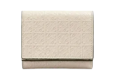 LOEWE Repeat Trifold Wallet Emboss Silk Calf "Light Oats"