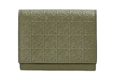 LOEWE Repeat Trifold Wallet Emboss Silk Calf "Avocado Green"