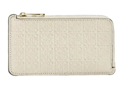 LOEWE Repeat Coin Card Holder Emboss Silk Calf "Light Oats"