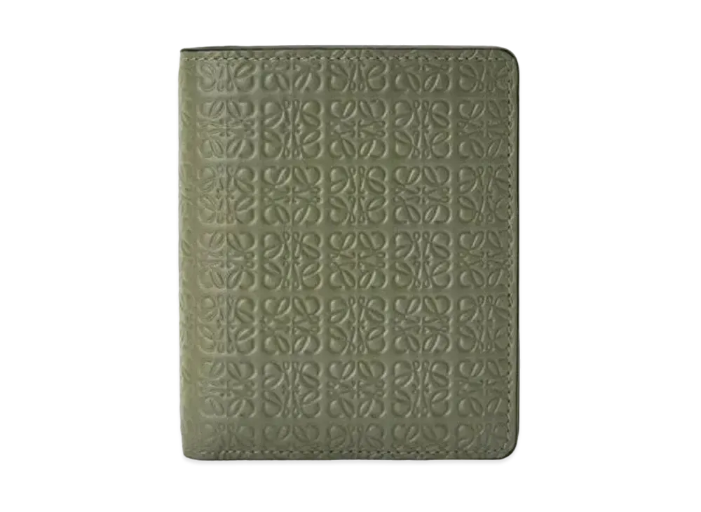 LOEWE Repeat Compact Zip Wallet Emboss Silk Calf "Avocado Green"