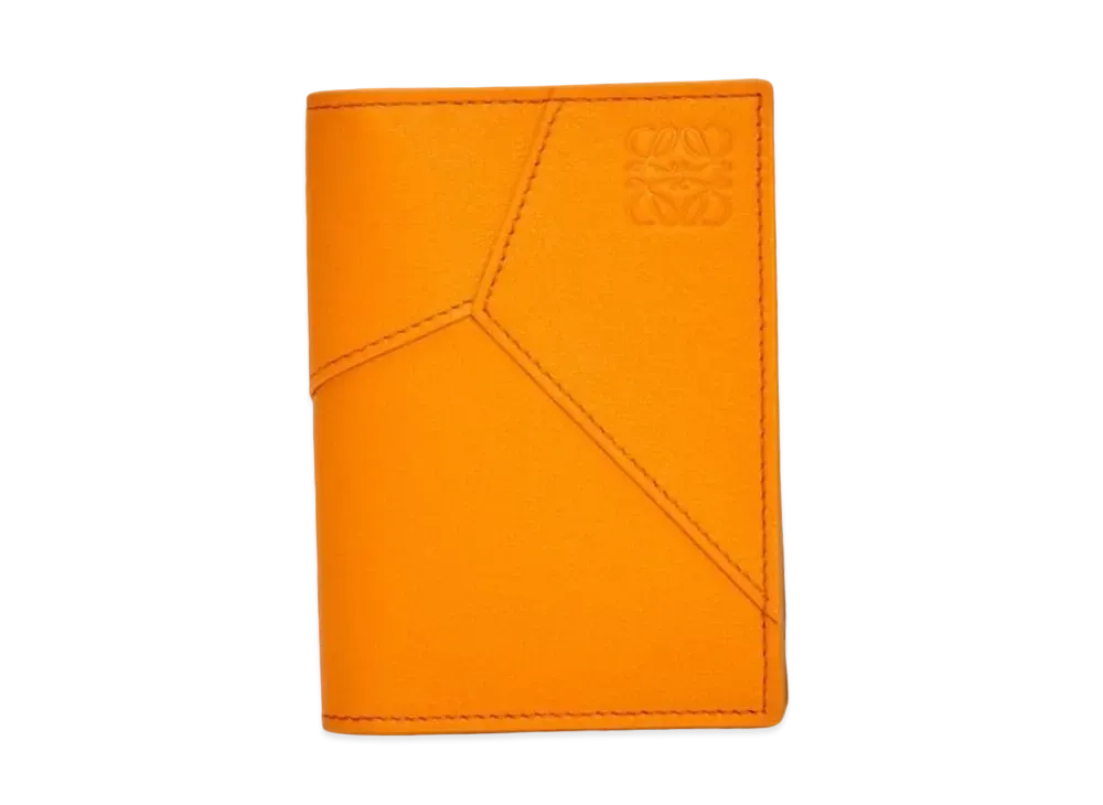 LOEWE Puzzle Bifold Card Holder Classic Calf "Bright Mandarin"