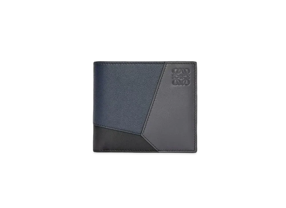 LOEWE Puzzle Bifold Coin Wallet in Classic Calfskin "Deep Navy/Anthracite"