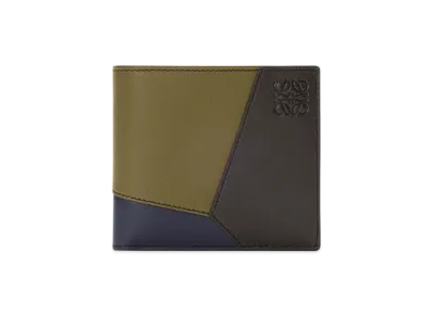 LOEWE Puzzle Bifold Coin Wallet "Olive/Dark Brown"