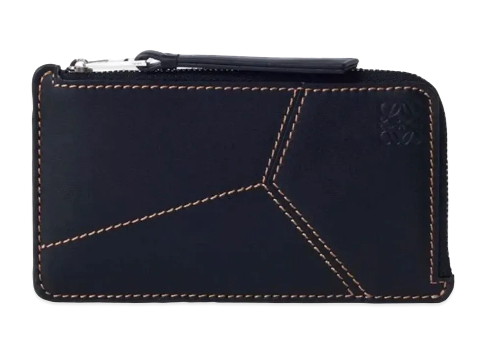 LOEWE Puzzle Stitch Coin Card Holder Smooth Carf "Black"