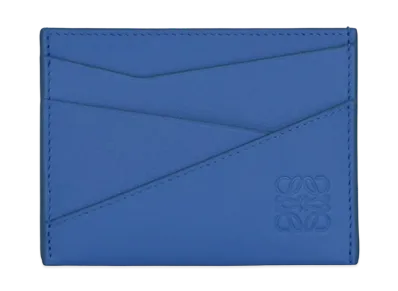 LOEWE Puzzle Plain Card Holder Classic Calf "Seaside Blue"