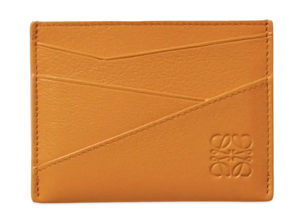 LOEWE Puzzle Plain Card Holder Classic Calf "Bright Mandarin"