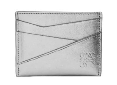 LOEWE Puzzle Plain Card Holder Metallic Calf "Silver/Pearl Gray"