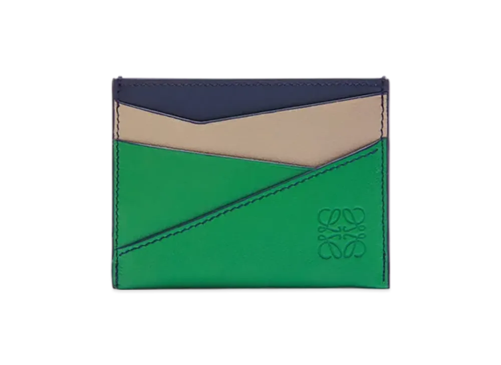 LOEWE Puzzle Plain Card Holder "Sand/Tropical Green"