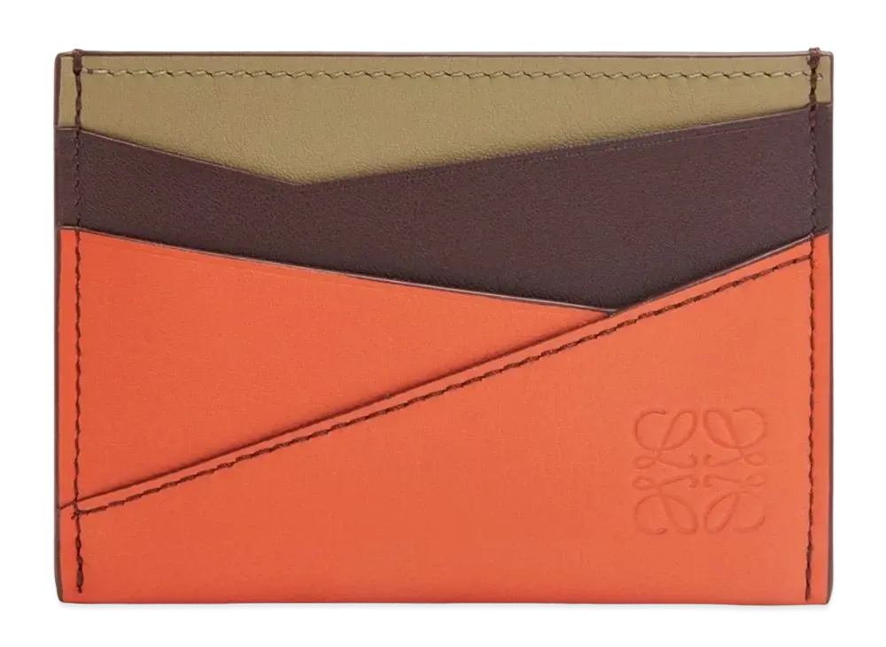 LOEWE Puzzle Plain Card Holder Classic Calf "Dark Bar Gandy/Vivid Orange/Kura"