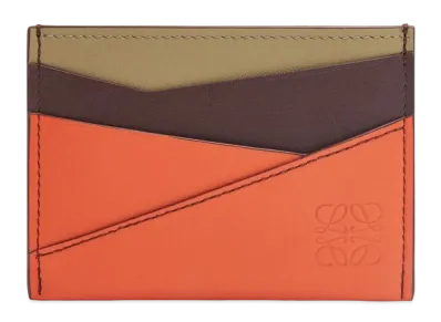LOEWE Puzzle Plain Card Holder Classic Calf "Dark Bar Gandy/Vivid Orange/Kura"