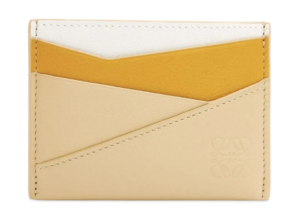 LOEWE Puzzle Plain Card Holder Classic Calf "Sunflower/Soft White/Dark Butter"