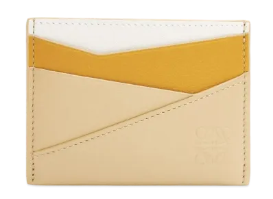 LOEWE Puzzle Plain Card Holder Classic Calf "Sunflower/Soft White/Dark Butter"