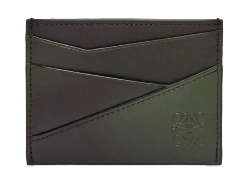 LOEWE Puzzle Plain Card Holder Silk Calf "Bottle Green"