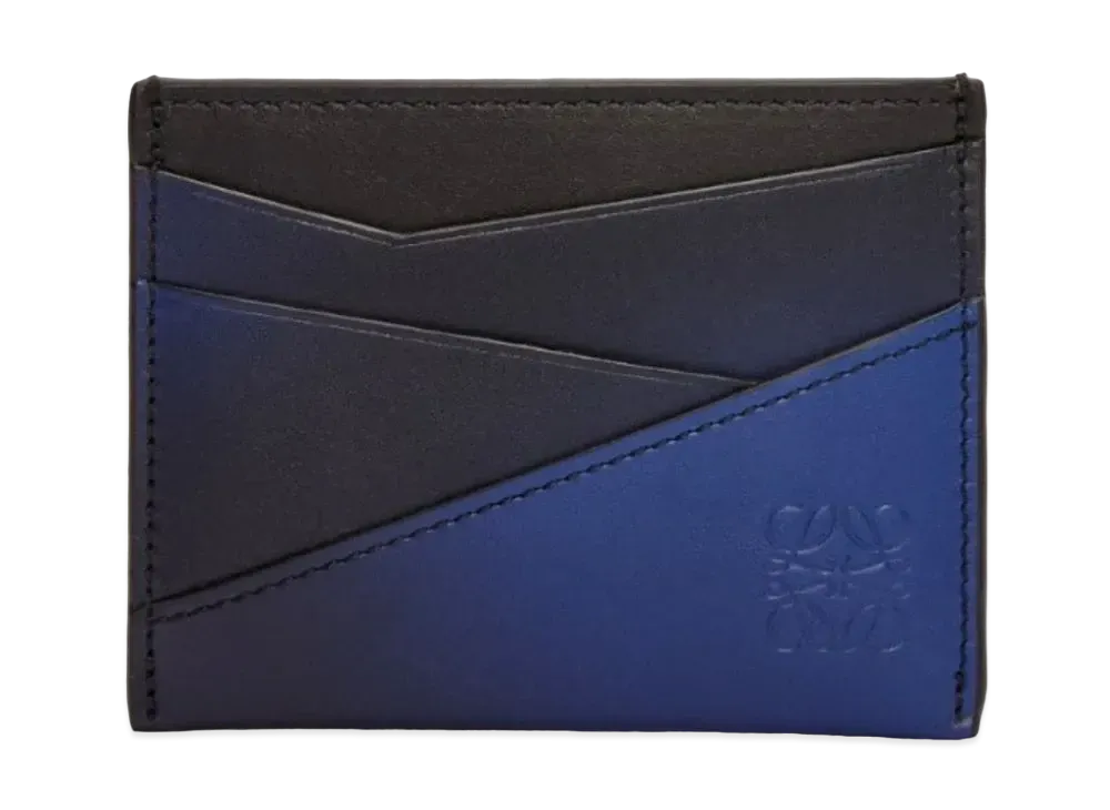 LOEWE Puzzle Plain Card Holder Silk Calf "Navy Blue"