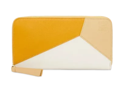 LOEWE Puzzle Zip Around Wallet Classic Calf "Sunflower/Soft White/Dark Butter"