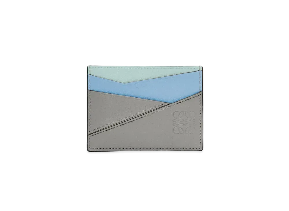 LOEWE Puzzle Plain Cardholder in Classic Calfskin "Asphalt Grey/Olympic Blue"