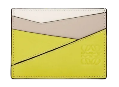 LOEWE Puzzle Plain Card Holder Classic Calf "Lime Yellow/Light Oats"