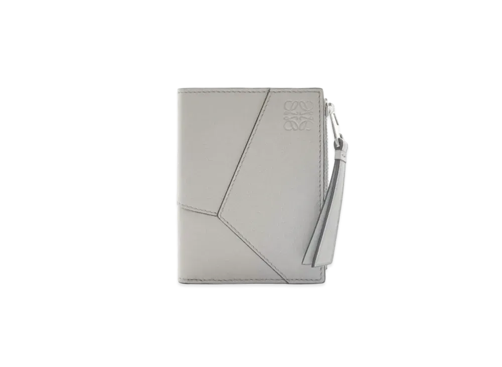 LOEWE Puzzle Slim Compact Wallet in Classic Calfskin "Asphalt Grey"