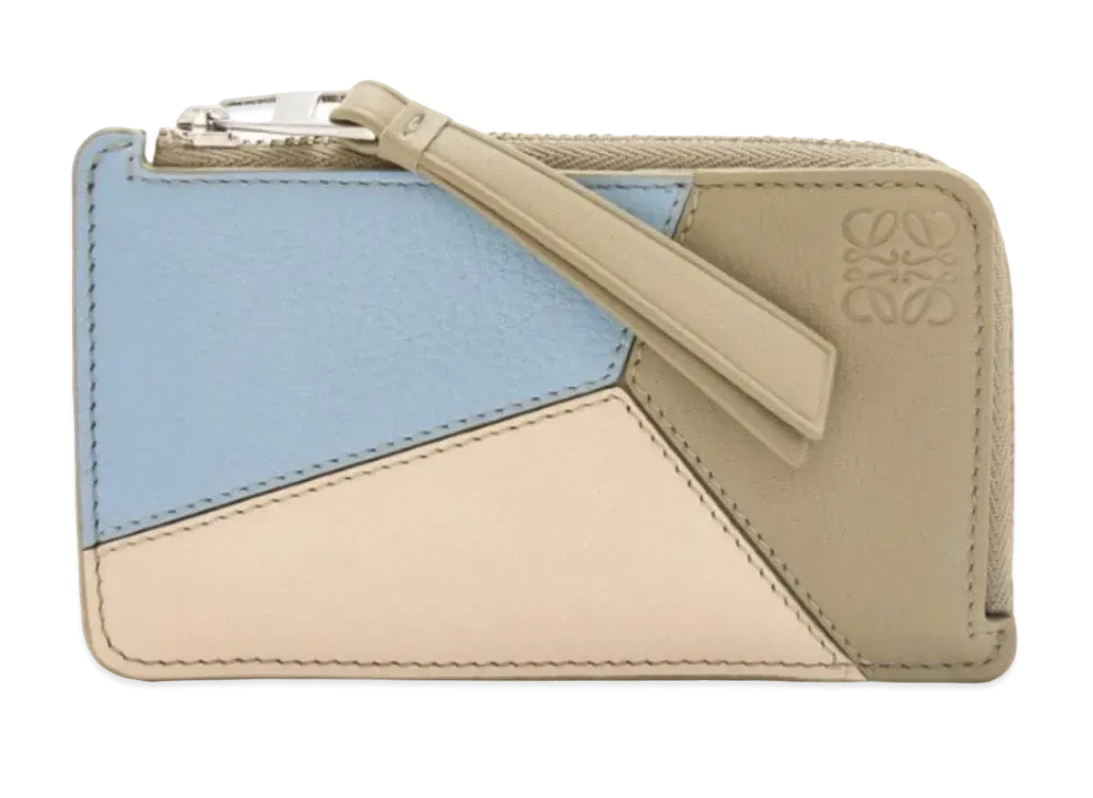 LOEWE Puzzle Coin Card Holder Classic Calf "Dusty Blue/Laurel Green/Angola"