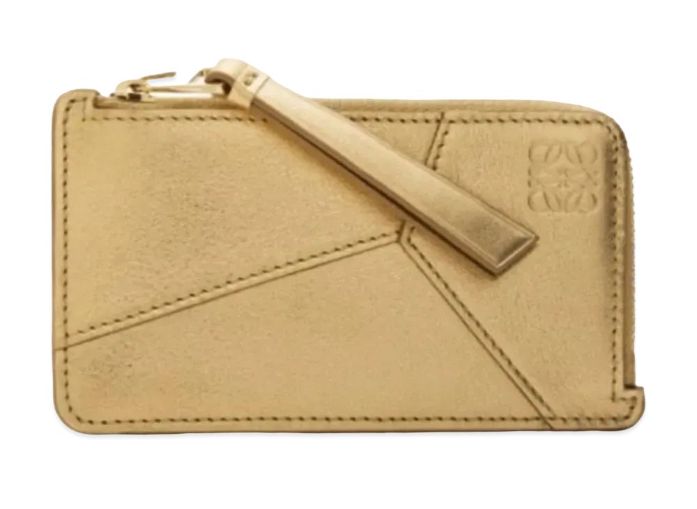 LOEWE Puzzle Coin Card Holder Metallic Calf "Gold/Oak"