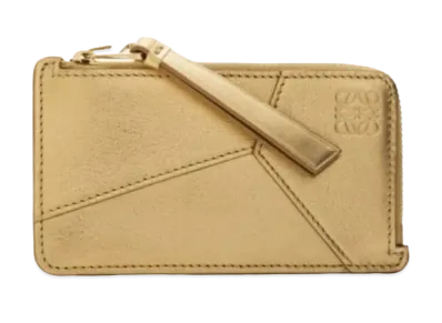 LOEWE Puzzle Coin Card Holder Metallic Calf "Gold/Oak"