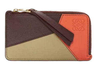 LOEWE Puzzle Coin Card Holder Classic Calf "Dark Bar Gandy/Vivid Orange/Kura"