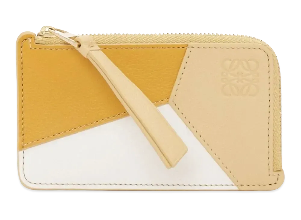 LOEWE Puzzle Coin Card Holder Classic Calf "Sunflower /Soft White /Dark But"