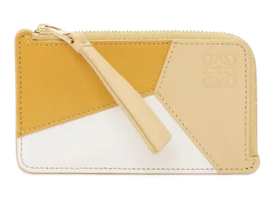 LOEWE Puzzle Coin Card Holder Classic Calf "Sunflower /Soft White /Dark But"