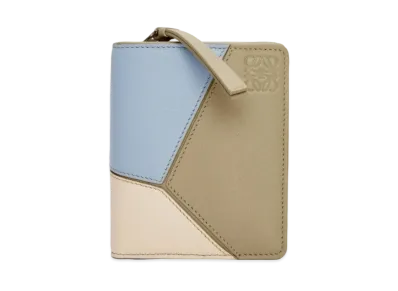 LOEWE Puzzle Compact Zip Wallet Classic Calf "Dusty Blue/Laurel Green/Angola"