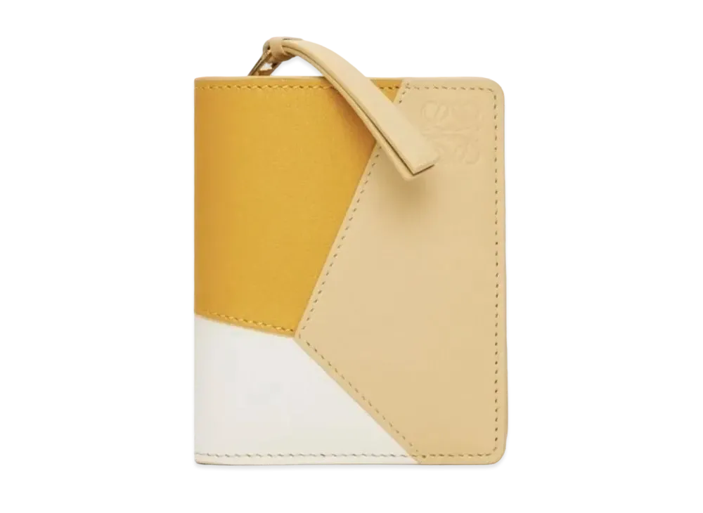 LOEWE Puzzle Compact Zip Wallet Classic Calf "Sunflower/Soft White/Dark Butter"