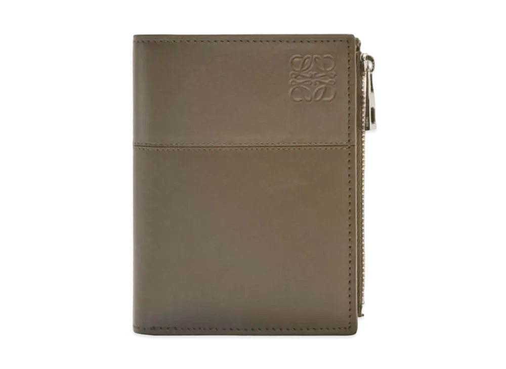 LOEWE Slim Compact Wallet Shiny Calf "Dark Khaki Green/Khaki Green"
