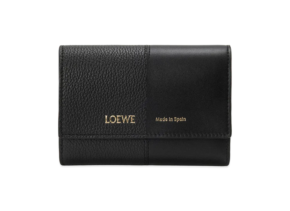 LOEWE Women's Vertical Wallet Small Smooth Calf & Grain Calf "Black"