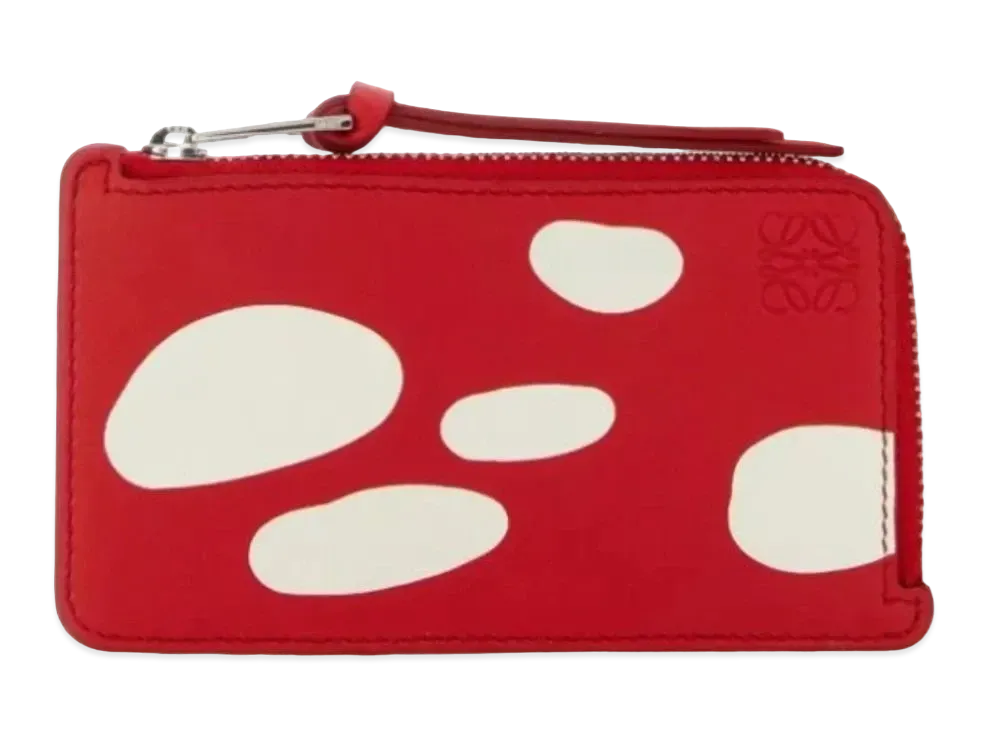 LOEWE Mushroom Coin Card Holder Classic Calf "Dark Red"