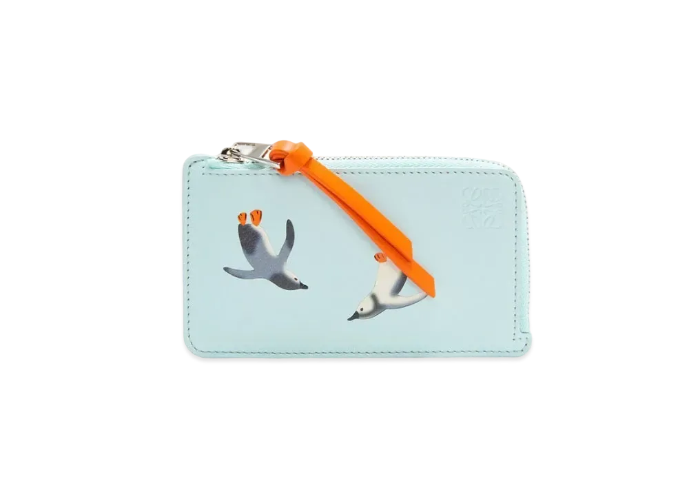 LOEWE Penguin Coin Cardholder in Satin Calfskin "Blue Iceberg"