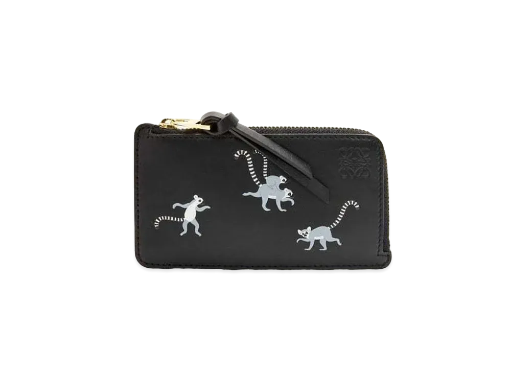 LOEWE Lemur Coin Cardholder in Satin Calfskin "Black"