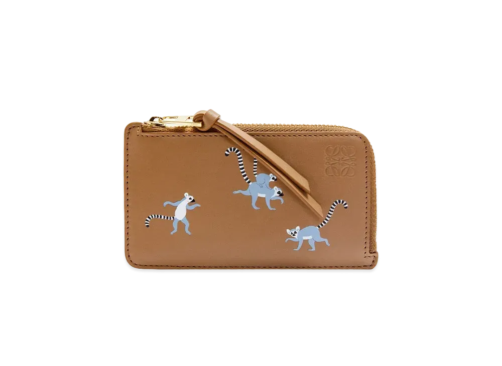 LOEWE Lemur Coin Cardholder in Satin Calfskin "Oak"