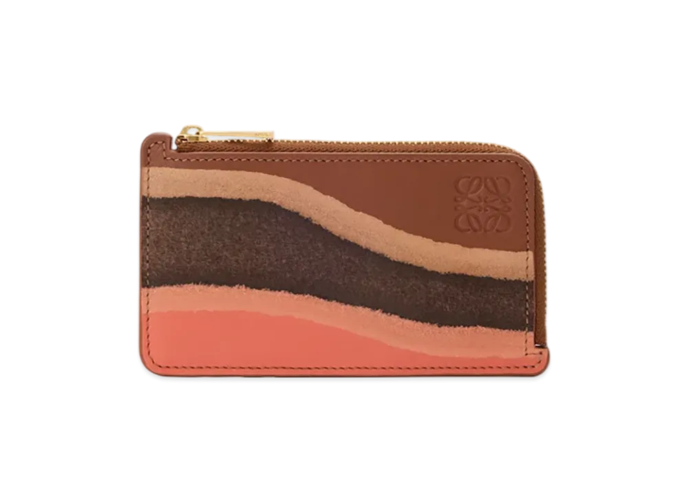 LOEWE Coin Landscape Card Holder "Pecan/Parrot Pink"
