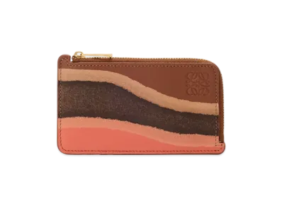 LOEWE Coin Landscape Card Holder "Pecan/Parrot Pink"