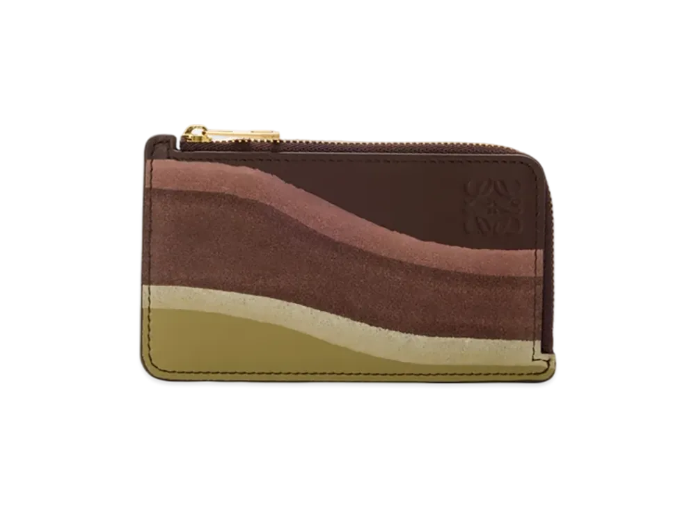 LOEWE Coin Landscape Card Holder "Chocolate/Light Moss"