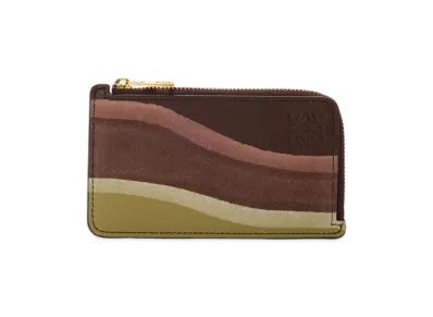 LOEWE Coin Landscape Card Holder "Chocolate/Light Moss"