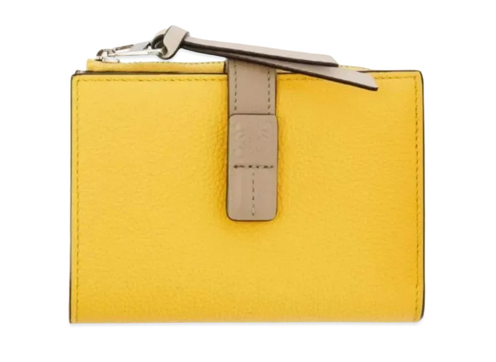 LOEWE Slim Zip Bifold Wallet Soft Grain Calf "Yellow/Clay Green"