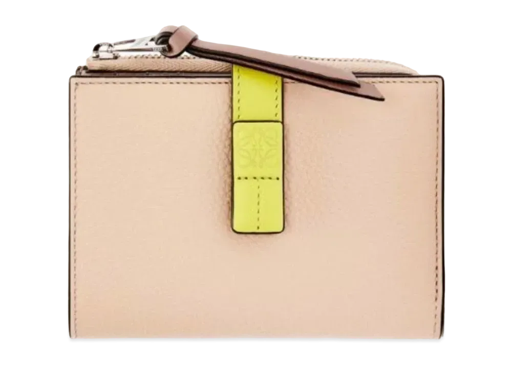 LOEWE Slim Zip Bifold Wallet Soft Grain Calf "Nude/Citron"