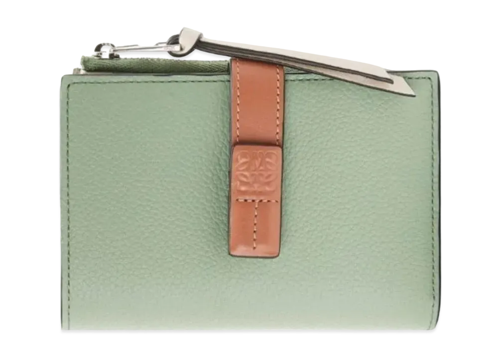 LOEWE Slim Zip Bifold Wallet Soft Grain Calf "Rosemary/Tan"