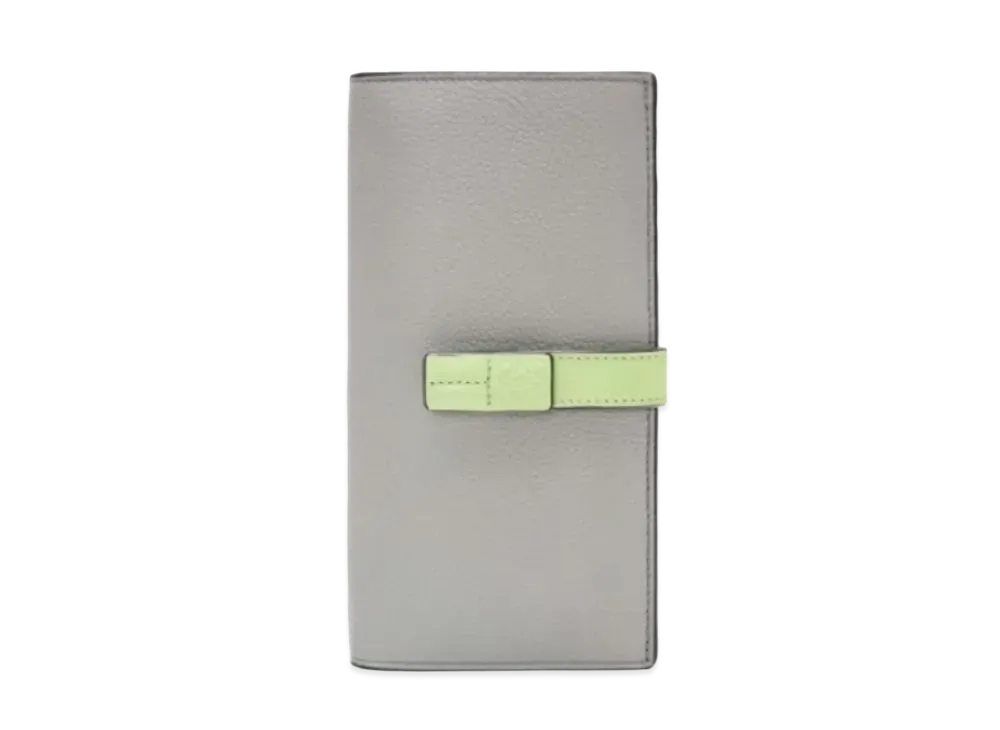 LOEWE Vertical Wallet Large Grain Calf "Pearl Gray/Light Pale Green"