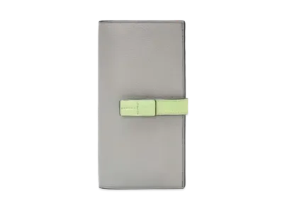 LOEWE Vertical Wallet Large Grain Calf "Pearl Gray/Light Pale Green"